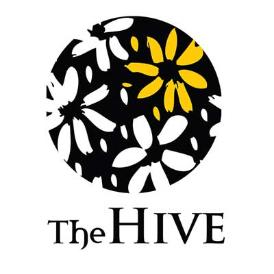 the hive logo, logo design, daisies drawing, print logo, graphic logo design, 