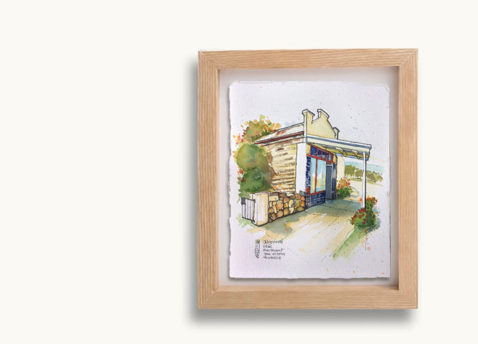old general store yea, the cresent, watercolour painting, original art for sale, heritage buildings, 