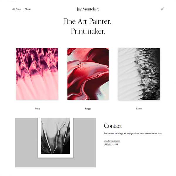 minimalist style website, square space template, weebly editor, gallery style,   